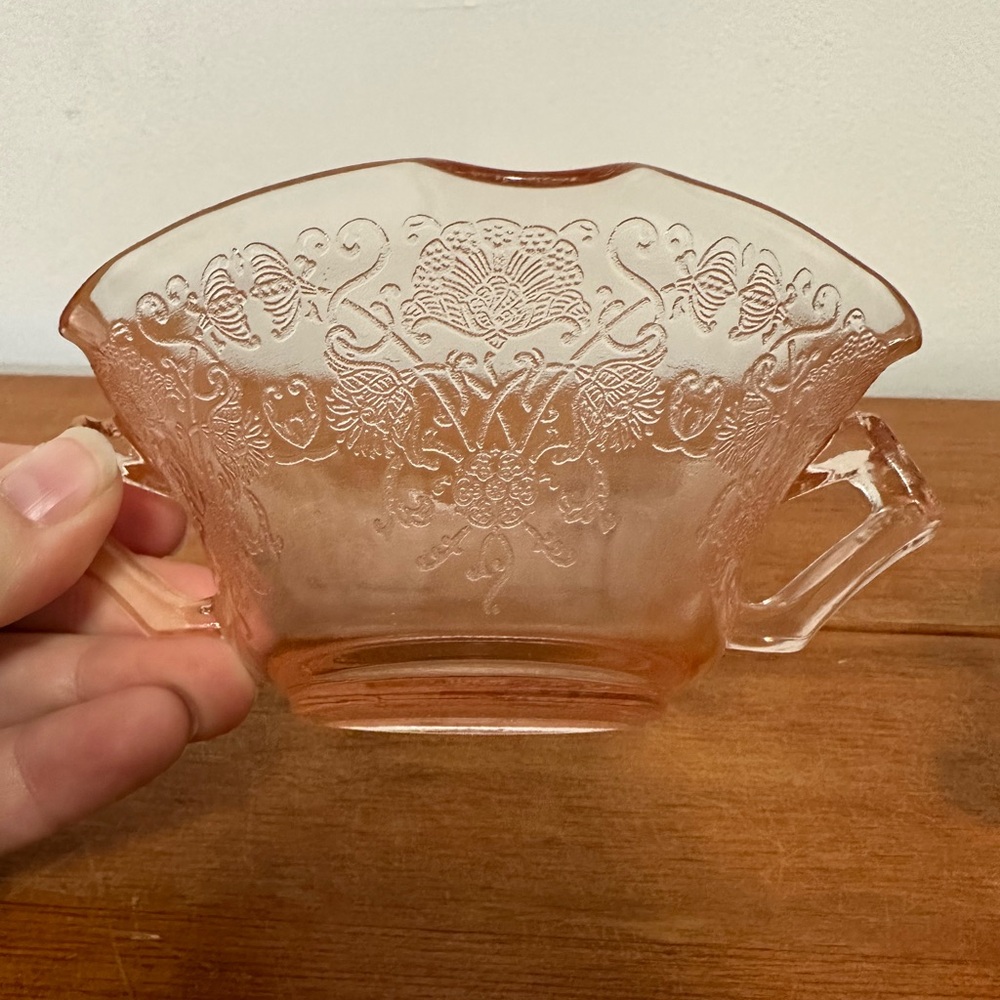 3 Pink Depression Glass Soup/Sugar Bowl Florentine Pattern By Hazel Atlas 1930’s